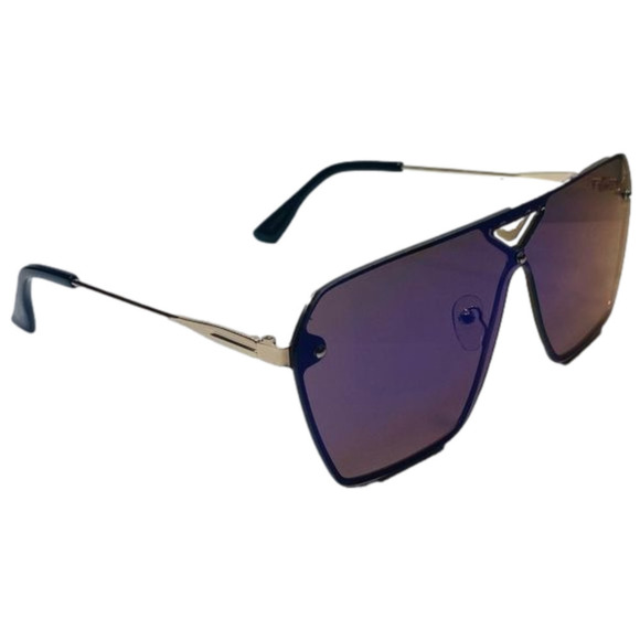 6041 | Green Mirrored Rimless Shield Sunglasses - Picture 2 of 5